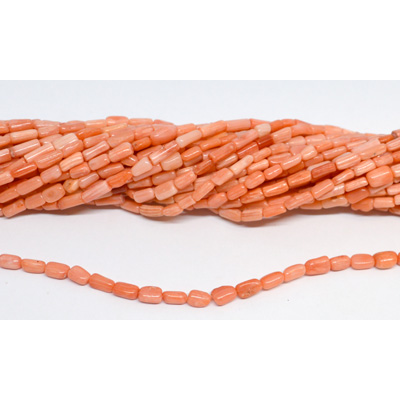 Coral Apricot Nugget Tube approx 3x5mm strand 80 beads