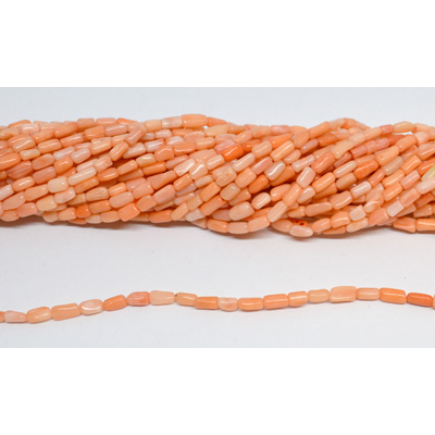 Coral light Apricot Nugget Tube approx 3x6mm strand 66 beads
