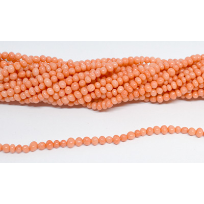 Coral Apricot pebble nugget 3x4mm strand 116 beads