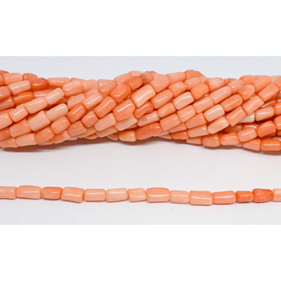 Coral Apricot Nugget Tube approx 5x9mm strand 50 beads