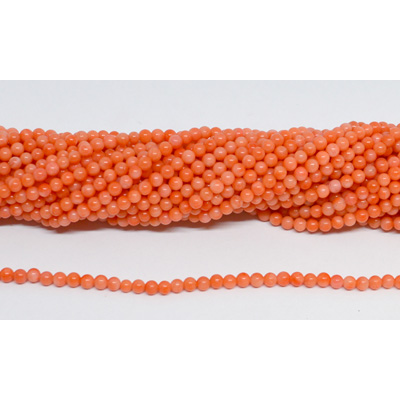 Coral Orange round 3mm strand 135 beads