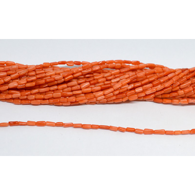 Coral Orange Tube Nugget approx 3x6mm strand 78 beads