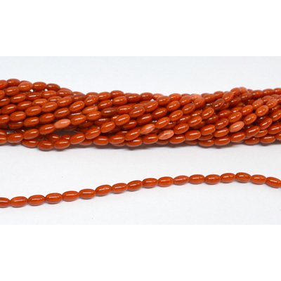 Coral Red Rice 4x6mm strand 65 beads