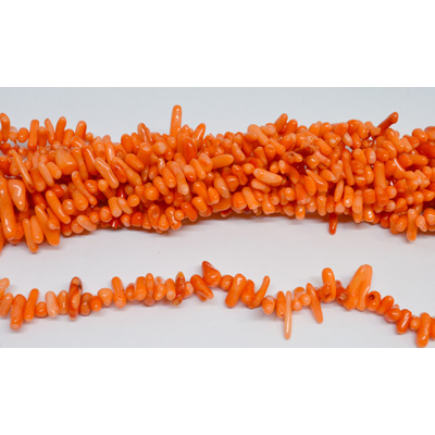 Coral Orange Stick approx 12x3mm strand approx 115 beads