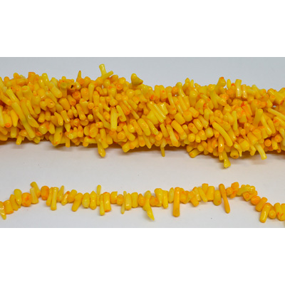 Coral Yellow Stick approx 12x3mm strand approx 115 beads