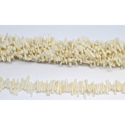 Coral 110cm long WHITE Stick approx 12x3mm strand