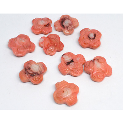 Coral Apricot Carved flower 25mm EACH BEAD