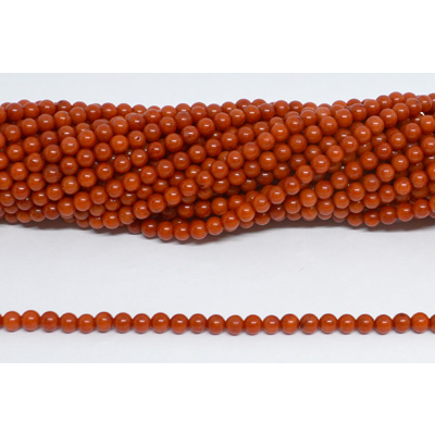 Coral Red round 4mm strand 108 beads