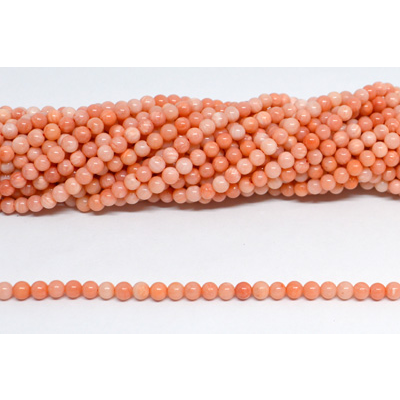 Coral Apricot round 4mm strand 108 beads