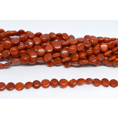 Coral Red Coin 6mm strand 58 beads