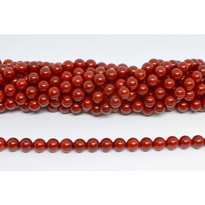 Coral Red round 7.7mm strand 54 beads