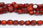 Coral Red Nugget approx 14mm strand 20 beads-beads incl pearls-Beadthemup