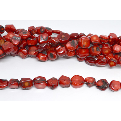 Coral Red Nugget approx 14mm strand 26 beads