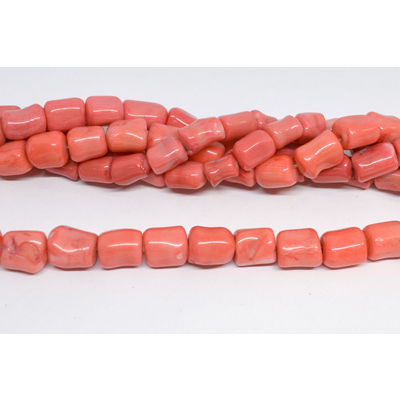 Coral Apricot tube approx 12x15mm strand 25 beads