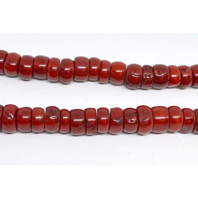 Coral Red rondel 16x8mm strand 52 beads