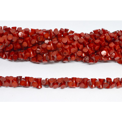 Coral Red Peanut concave tube 5x9mm strand 110 beads
