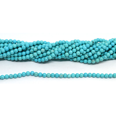 Turquoise Dyed 4mm round strand 88 beads