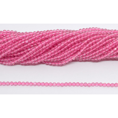 Chinese Crystal Hot Pink 3mm Fac.round str 125 beads 37cm