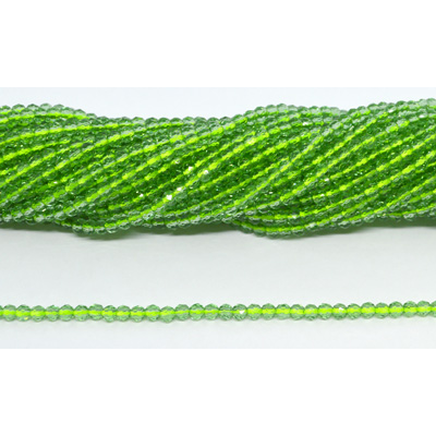 Chinese Crystal Peridot 3mm Fac.round str 125 beads 37cm