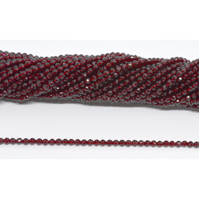 Chinese Crystal Garnet 3mm Fac.round str 125 beads 37cm