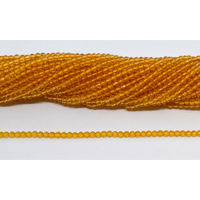 Chinese Crystal Citrine 3mm Fac.round str 125 beads 37cm