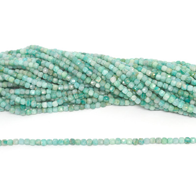Amazonite Fac.Cube 4x4mm stand 90 beads