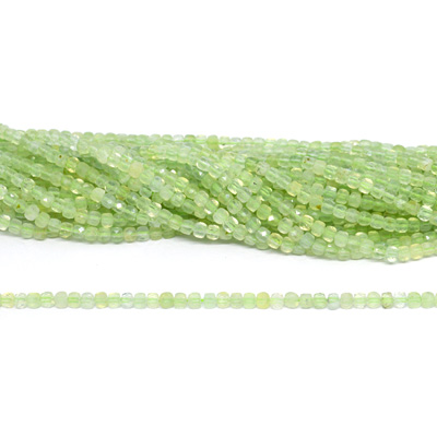 Prehnite Fac.Cube 4x4mm stand 100 beads