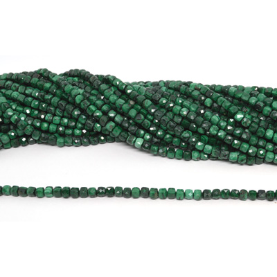 Malachite Fac.Cube 4x4mm stand 88 beads