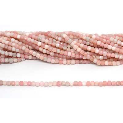 Pink Opal Fac.Cube 4x4mm stand 92 beads