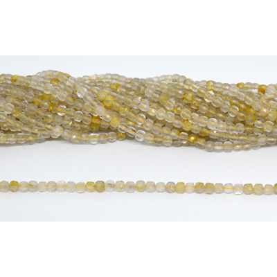 Golden rutile Quartz Fac.Cube 4x4mm stand 88 beads