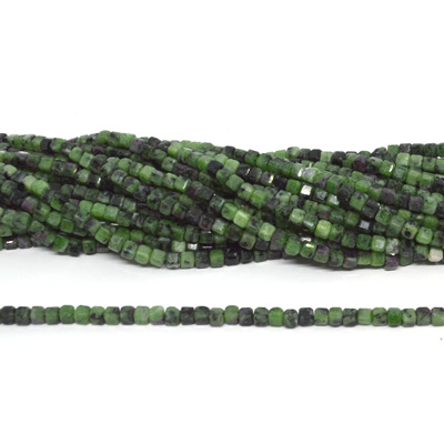 Ruby Zoisite Fac.Cube 4x4mm stand 105 beads