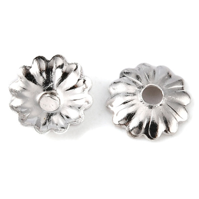 Base Metal platinum colour flower cap 5mm 100 pack