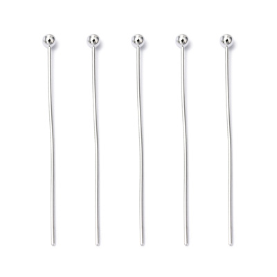 Base Metal silver colour  Brass Headpin 0.5x30mm 2mm ball approx 100 pack