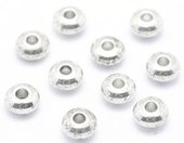 Base metal silver colour rondel 4x2mm 20 pack-findings-Beadthemup
