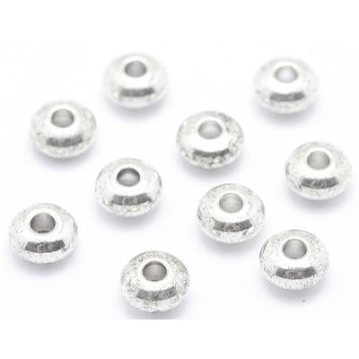 Base metal silver colour rondel 4x2mm 20 pack