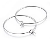 Surgical Steel Beading hoop Wine glass Charm 35x0.7mm 2 pair-findings-Beadthemup