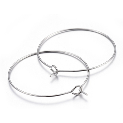 Surgical Steel Beading hoop Wine glass Charm 35x0.7mm 2 pair