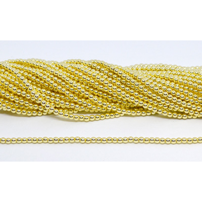 Hematite Gold 3mm round strand 125 beads