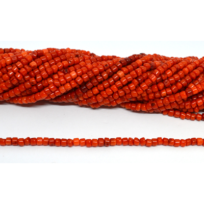 Coral Tube Red 4x4mm nugget strand 120 beads