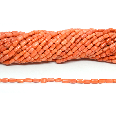 Coral stick Apricot approx 4x6mm strand 80 beads