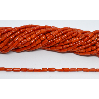 Coral stick Red approx 4x6mm strand 80 beads