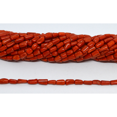 Coral stick Red approx 3x6mm strand 90 beads