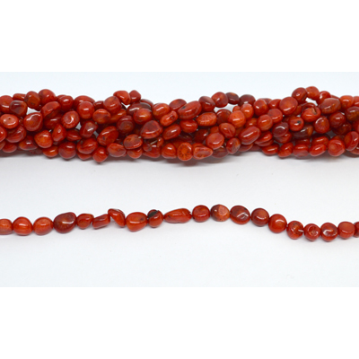 Coral Red nugget 6x8mm Strand 56 beads