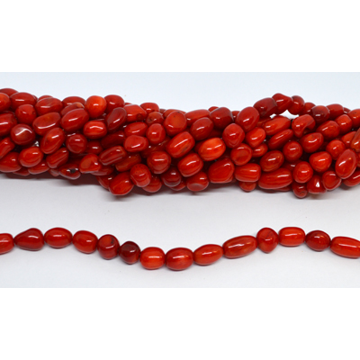 Coral Red Nugget 6mm strand 42 beads