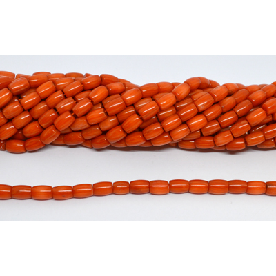 Coral Red Tube 6x9mm strand 44 beads