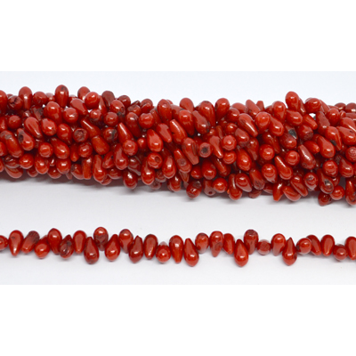 Coral Red Side Drill teardrop 5x9mm strand 90 beads