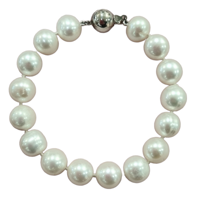 Freshwater Pearl 12mm Sterling Silver 20cm  knotted Bracelet