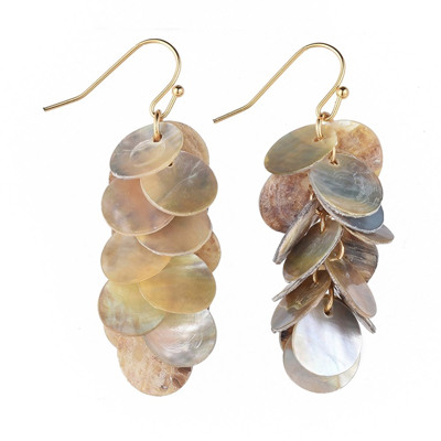 Brass & Mother of Pearl waterfall Earring 62mm ideal to add a bead