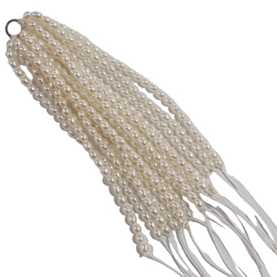 A Tassel Fresh Water Pearl Rice 80mm 15 lines S.Silver ring