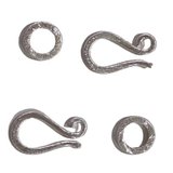 Sterling Silver Clasp Hook 20mm plus 11mm Ring brushed 2 sets-findings-Beadthemup